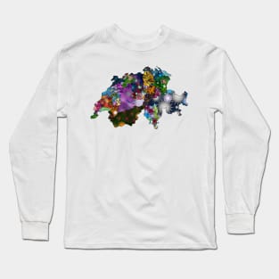 Spirograph Patterned Switzerland Cantons Map Long Sleeve T-Shirt